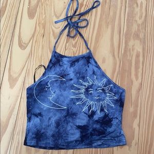sun & moon tie dye halter top